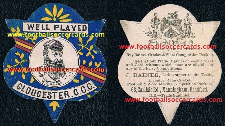 * 1883-84 W G Grace Baines ROOKIE CARD Babe Ruth of Cricket - OFFERS - see supporting photos below