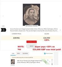 * 1886 Arthur Wharton ROOKIE CARD Darlington F.C. Baines THE WORLD's 1st-EVER SOCCER CARD !