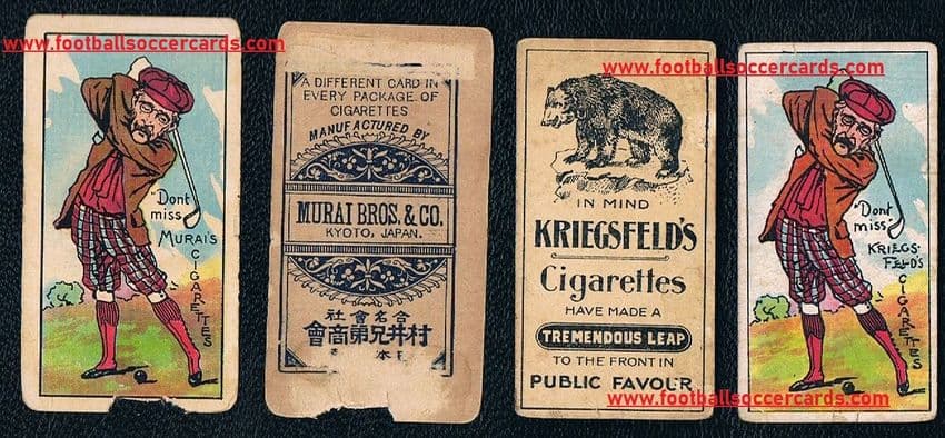 - 1900 pair Murai & Kriegsfeld cigarette cards GOLF golfers pair of very rare tobacco cards