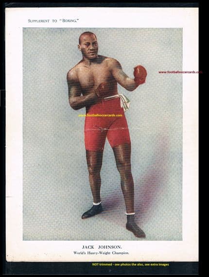-- 1910 Jack Johnson USA 1st black World Champ boxer v.rare supplement gift Boxing mag