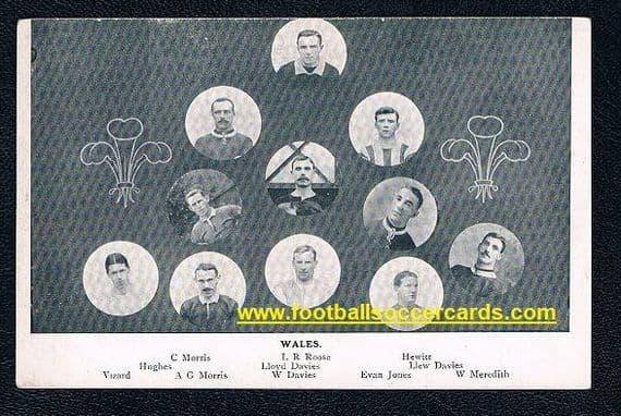 * 1911 Scott & Co. Wales Billy Meredith postcard, Ted Vizard rookie card Bolton Wanderers