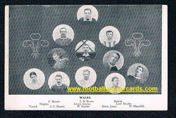 * 1911 Scott & Co. Wales Billy Meredith postcard, Ted Vizard rookie card Bolton Wanderers