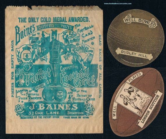 * 1918 complete J. Baines packet + 2 cards cricket card Dudley Hill rugger London Scottish set of 3