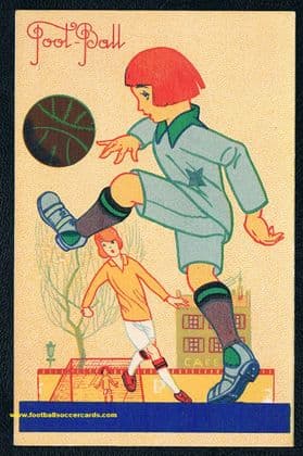 - 1920 's French trade card children play soccer Mabel Lucie Attwell youth art deco jazz age toys