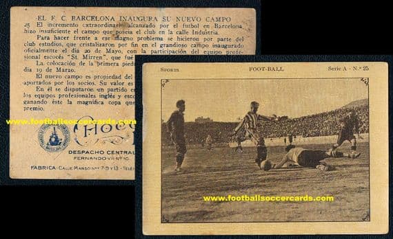- 1922 Juncosa St. Mirren v Barcelona trade card issued in Catalonia, Notts County interest