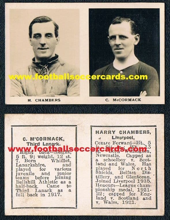 - 1922 Scottish UNCUT PAIR Rover Comic Footballers Chambers LIVERPOOL McCormack 3RD LANARK