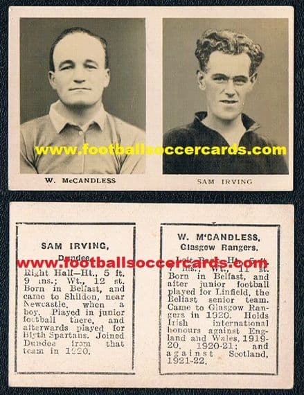 - 1922 Scottish UNCUT PAIR Rover Comic Footballers Irving DUNDEE McCandless RANGERS