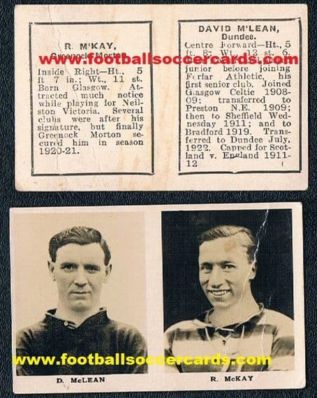 - 1922  Scottish UNCUT PAIR Rover Comic Footballers McKay GREENOCK MORTON McLean DUNDEE