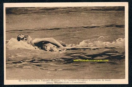 * 1924 LECONTE Johnny Weissmuller rookie card 67 World Records 5 Olympic Gold Medals French postcard
