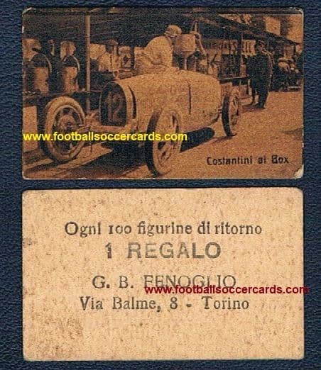 * 1926 FENOGLIO Bartolomeo Costantini Bugatti F1 WINNER Targa Flrio & Air Ace ROOKIE CARD