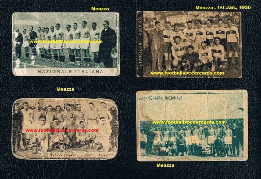 - 1930 's Meazza 4 cards of Meazza in various Italia & Unified Milan teams
