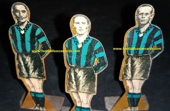 -- 1931 Inter La Giada tinplate metal stand-up redemption cards for play, 3 recognizable stars