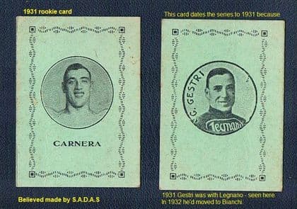 * 1931 SADAS Primo Carnera rookie card boxing world champion heavyweight + G Gestri (date series)