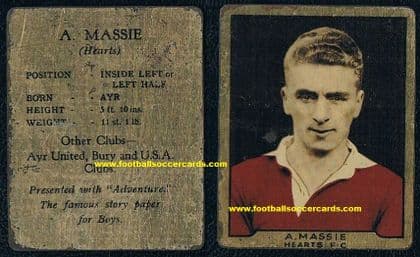 - 1932 Alex Massie early USA soccer ASL star PA Bethlehem Steel metal Adventure card SOLD