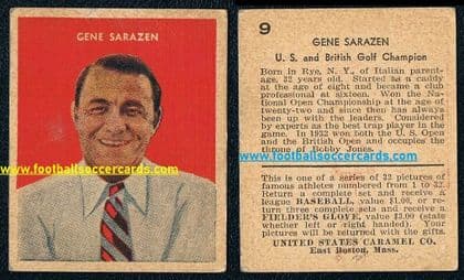 - 1932 golf HOF legend Gene Sarazen rookie card U.S. Caramel 9