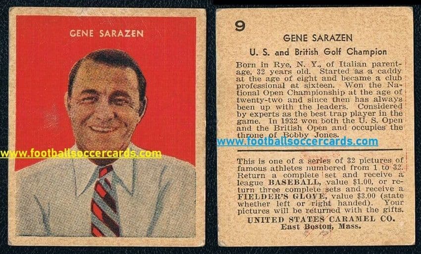 - 1932 golf HOF legend Gene Sarazen rookie card U.S. Caramel 9