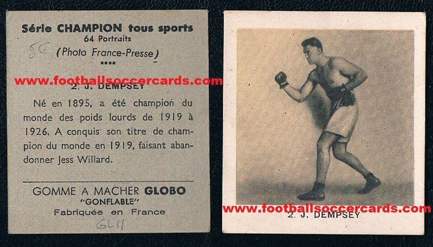 - 1937 Globo Gum French boxing card of Jack Dempsey