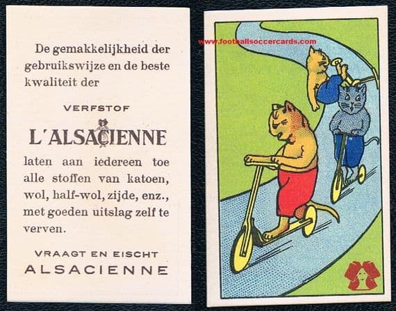- 1950 's Dutch SCOOTER cats trade card Alsacienne Biscuits