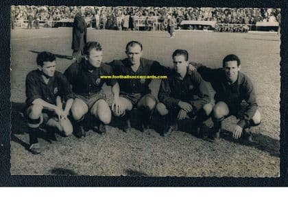 - 1950 's Kubala di STefano Luisito Suarez Gento Barcelona unusual postcard photo card