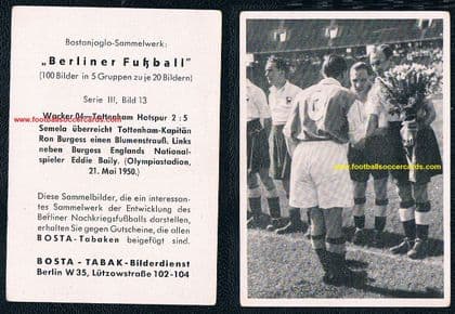 * 1950 Spurs v Wacker Bosta Tabak Berliner Fussball Ron Burgess & Eddie Baily