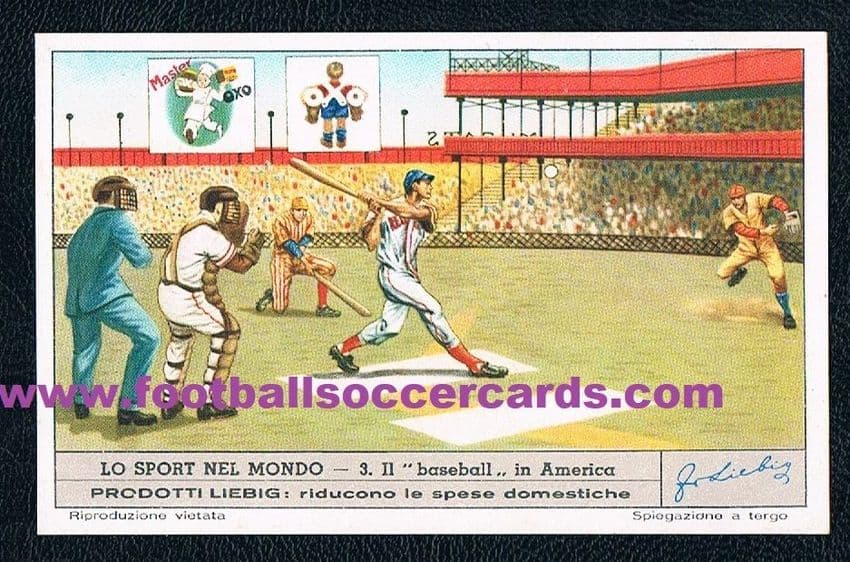 - 1951 RED SOX Ted Williams baseball scene on an Italian Liebig soups card