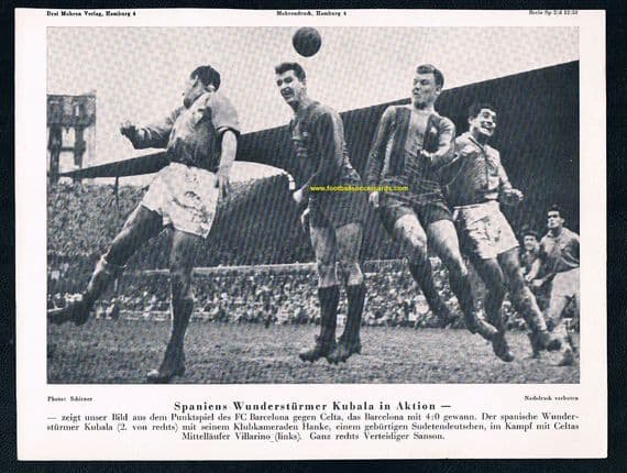 * 1953 Drei Mohren KUBALA Barca v Celta free gift supplement