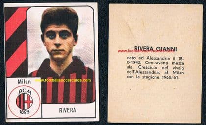 - 1960 Panini (not Nannina) Gianni Rivera Milan LARGE card in CARDSTOCK Gol Gigante Panini 1st ever!