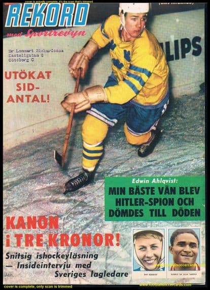 * 1962 Eusebio rookie card UNCUT Benfica Portugal legend cover Swedish Rekord mag full front cover