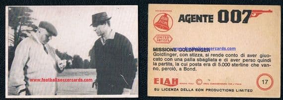 - 1965 Sean Connery Italian gum card James Bond 17 Agente 007 Golfing Golfinger Elah Movicolor RARE!