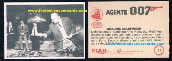 - 1965 Snooker 007 Italian gum card James Bond 32 Agente 007 Golfinger Elah Movicolor