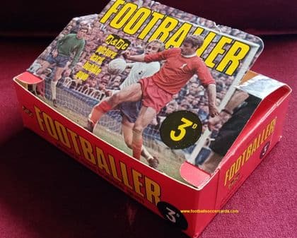 * 1969 A&BC Topps Gum Footballer green-back cards original counter display box Liverpool v Spurs !!