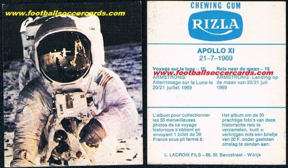 - 1969 Rizla Gum Neil Armstrong classic moonshot rookie card fault very rare