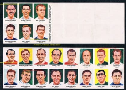 * 1970 SUN uncut sheet GB Players of the Past Matthews Wright Charles Finney Doherty Mannion Lawton