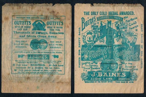 0_ 1910 s John Baines football cards wrapper Oak Lane -type packet original soccercards antique BLUE