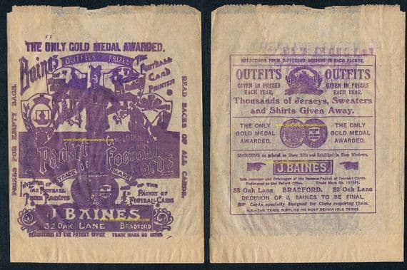 0- 1910 's John Baines football cards wrapper, Oak Lane -type packet, original soccercards antique