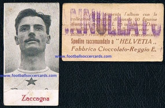 0- 1920 24 Oreste Zaccagna LAZIO goalkeeeper 1907-13 HELVETIA card, track & field athletics legend!
