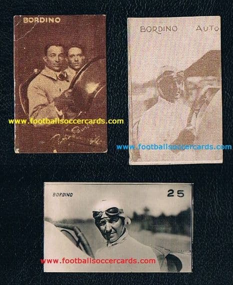 0- 1920 's Bordino 3 ROOKIE cards INDIE 500 and F1 racer, GP winner, "the finest racer in the world"