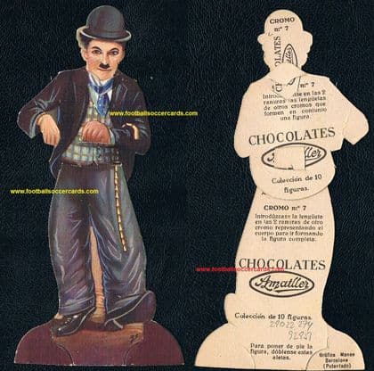 0- 1923 amazing 3-piece full set of 3 Charlie Chaplin Amatller cards from Spain