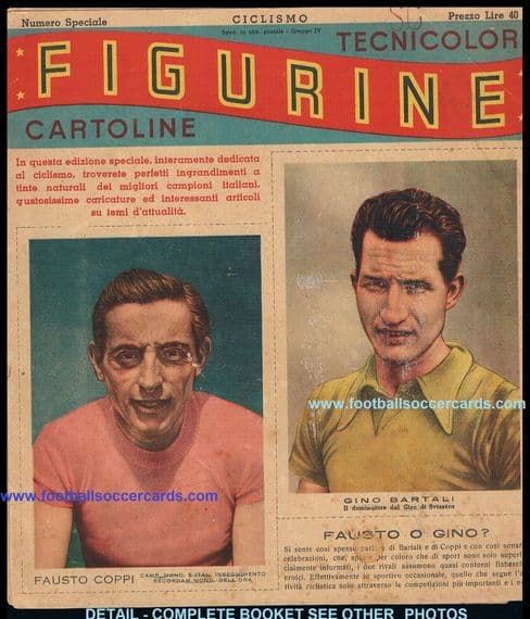 0- 1946 Nannina Tecni Color booklet cards Gino Bartali Fausto Coppi HOF Babe Ruth & Pele of cycling