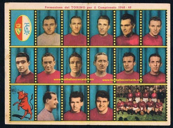 0_ 1948 Valentino Mazzola Nannina complete sheet intact Torino team as issued RED VERSION !