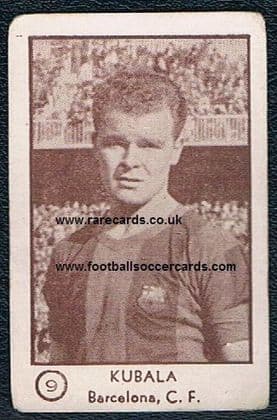 0_ 1952 not 1953! 1st Arga card of Laszlo Kubala rookie card - note this 9 is series one, not two!