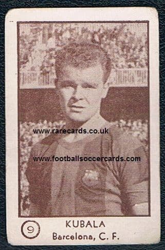 0_ 1952 not 1953! 1st Arga card of Laszlo Kubala rookie card - note this 9 is series one, not two!