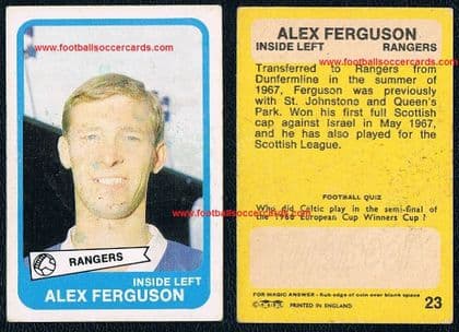 0- 1967 Alex Ferguson rookie card A&BC yellow 23 "Cup-Winners-Cup" type variety SCOTS-ONLY issue