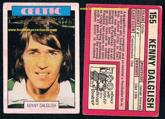 0- 1973 Kenny Dalglish so-called rookie Celtic A&BC Gum 155 rare Scotland-only issue!