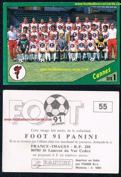 0 1991 Zidane rookie 1st Panini sticker of Zinedine Foot 91 55with Cannes 3rd from right middle row