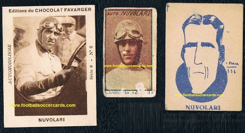 0. 1930s rookies F1 Motor Racing Legend THREE Nuvolari rookies ZAINI Favarger & VAV cards s/p £500