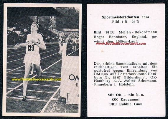 1854 Roger Bannister 1st 4.minute mile runner world legend in track field athletics OK GUM