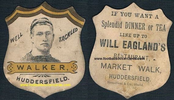 1880 Broadbent card of Walker of Huddersfield ad Will Eagland's restaurant card, like Baines
