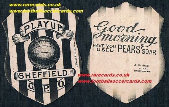 1880 's Baines Sheffield G.P.O. Pears Soap card