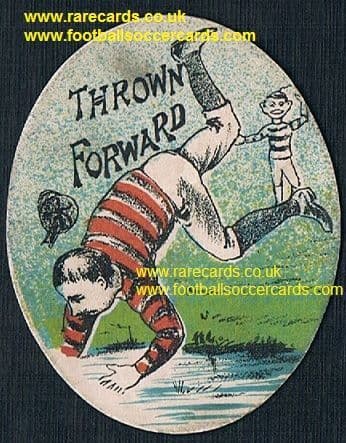 1880's Sharpe puzzle card Thrown Forward rugby oval-shape card